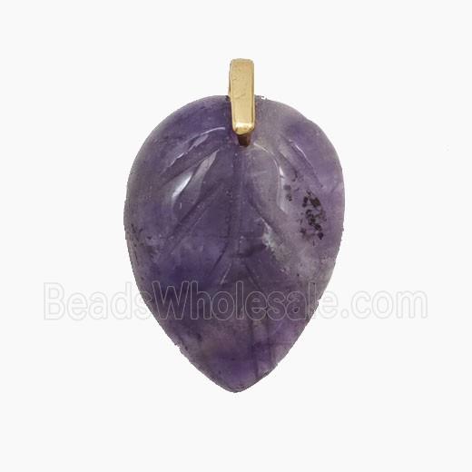 Purple Amethyst Leaf Pendant