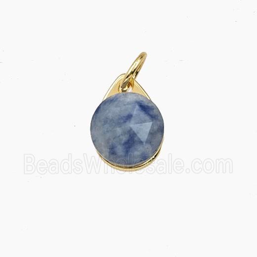 Copper Teardrop Pendant Pave Blue Dalmatian Jasper Gold Plated