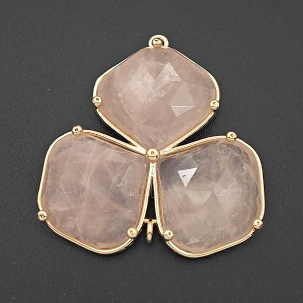 Pink Rose Quartz Clover Pendant