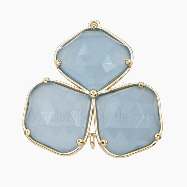 Blue Dye Jade Clover Pendant