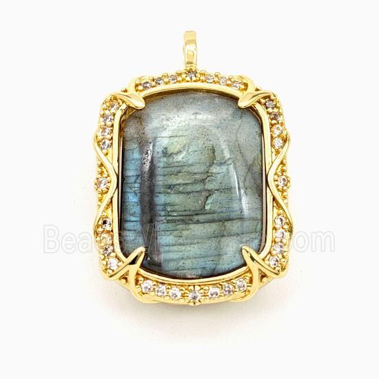 Labradorite Rectangle Pendant Gold Plated