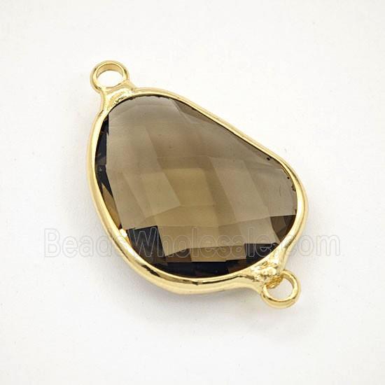 Smoky Crystal Glass Teardrop Connector