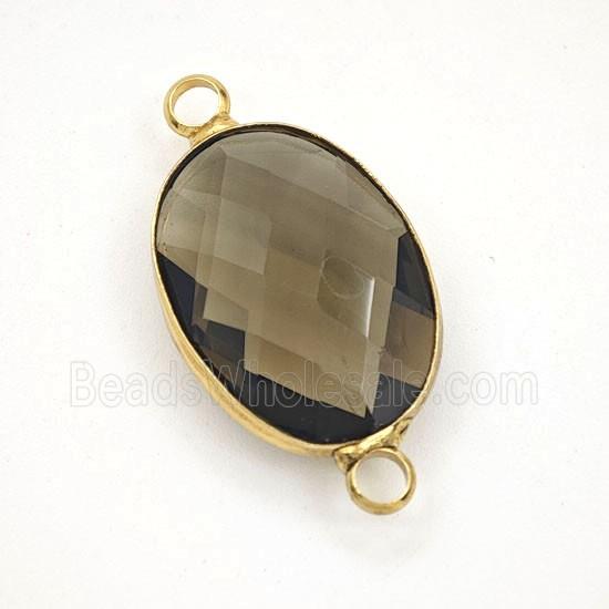 Smoky Crystal Glass Oval Connector