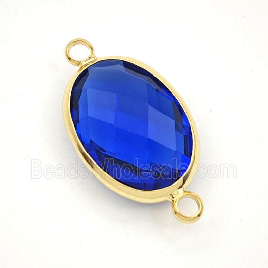 Blue Crystal Glass Oval Connector