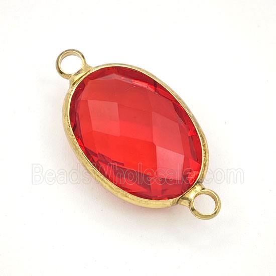 Red Crystal Glass Oval Connector