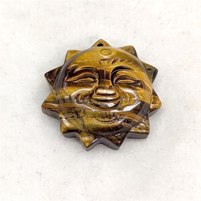 Natural Tiger Eye Stone Sun Pendant