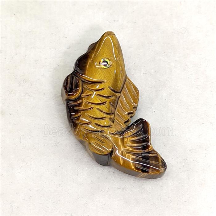 Natural Tiger Eye Stone Fish Pendant