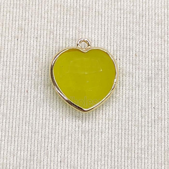 Lemon Jade Heart Pendant Faceted Olive