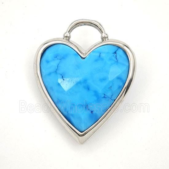 Blue Dye Howlite Turquoise Heart Pendant Faceted