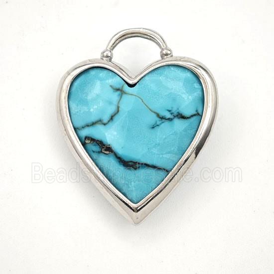 Green Dye Howlite Turquoise Heart Pendant Faceted