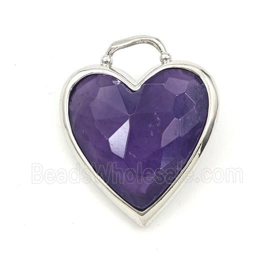 Purple Amethyst Heart Pendant Faceted