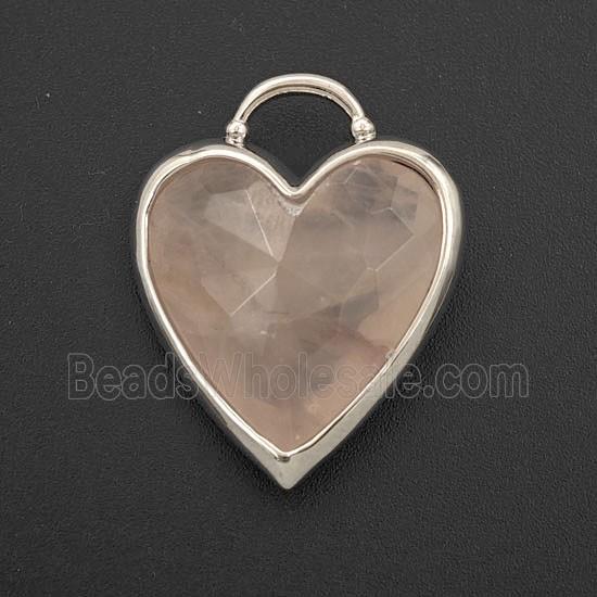 Pink Rose Quartz Heart Pendant Faceted