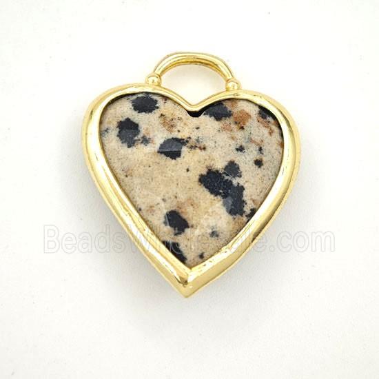 Black Dalmatian Jasper Heart Pendant Faceted