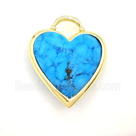 Blue Dye Howlite Turquoise Heart Pendant Faceted