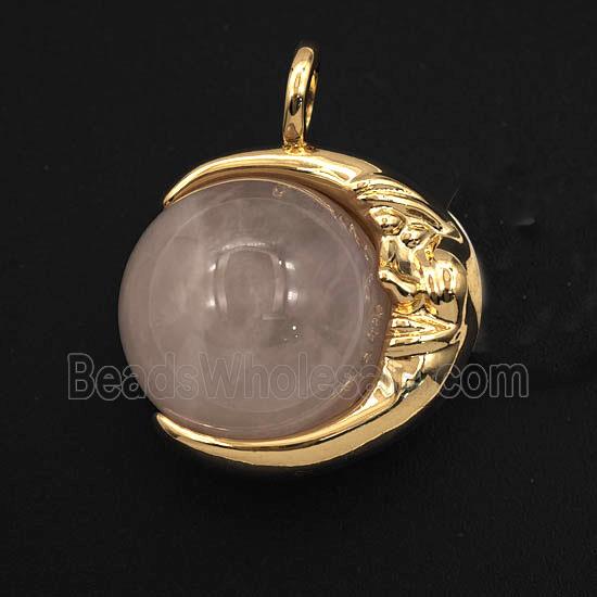 Pink Rose Quartz Round Ball Pendant