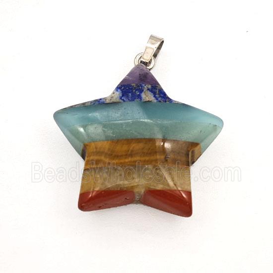 Multi Gemstone Chakra Star Pendant