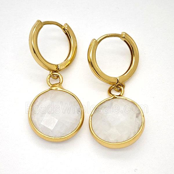 Clear Quartz Copper Hoop Earrings Circle Gold Plated