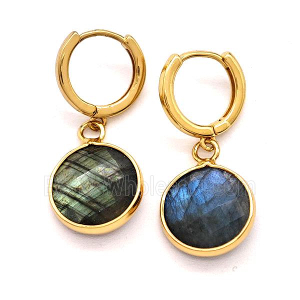 Labradorite Copper Hoop Earrings Circle Gold Plated
