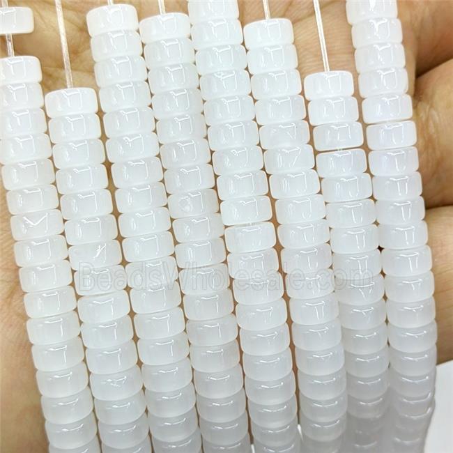 White Jadeite Glass Heishi Beads
