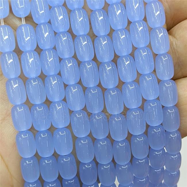 Blue Jadeite Glass Barrel Beads