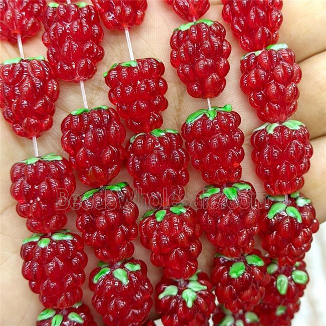 Lampwork Glass Strawberry Beads Red