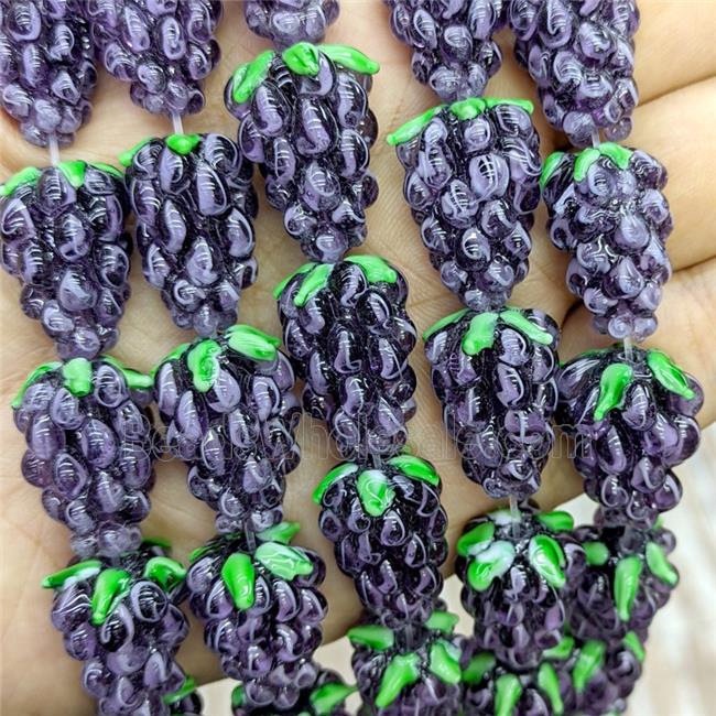 Lampwork Glass Grapes Beads Purple
