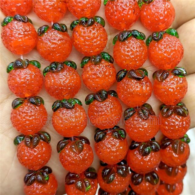 Lampwork Glass Lemon Beads Red
