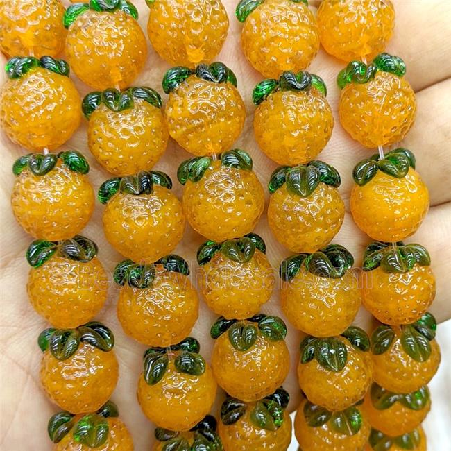 Lampwork Glass Lemon Beads Orange