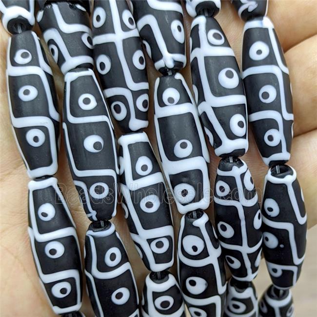 Black Lampwork Glass Rice Beads Evil Eye Matte