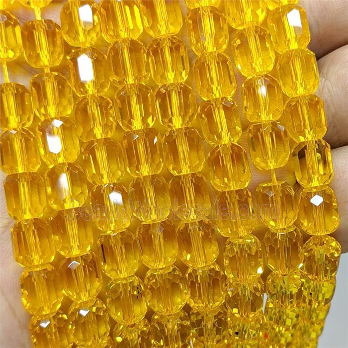 Golden Crystal Glass Barrel Beads Faceted