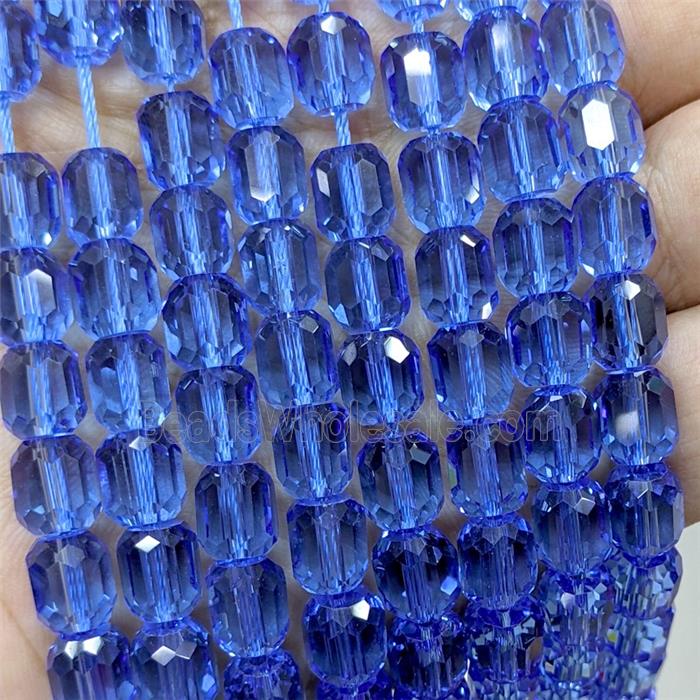 Skyblue Crystal Glass Barrel Beads Faceted
