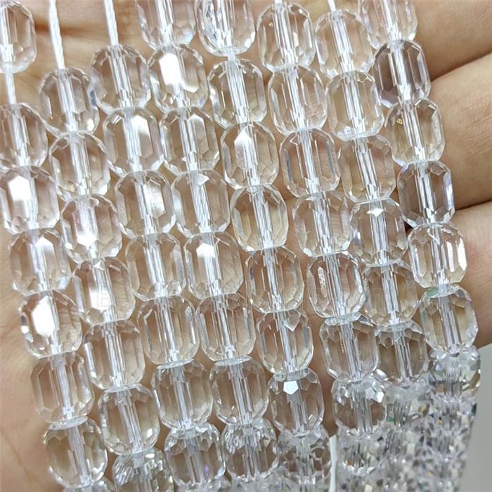 Clear Crystal Glass Barrel Beads Faceted
