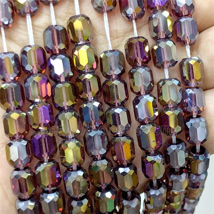 Crystal Glass Barrel Beads Faceted Electroplated