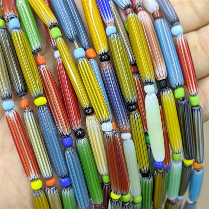 Lampwork Glass Tube Beads Mixed Color