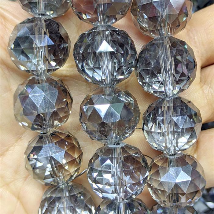 Crystal Glass Beads Faceted Round Gray