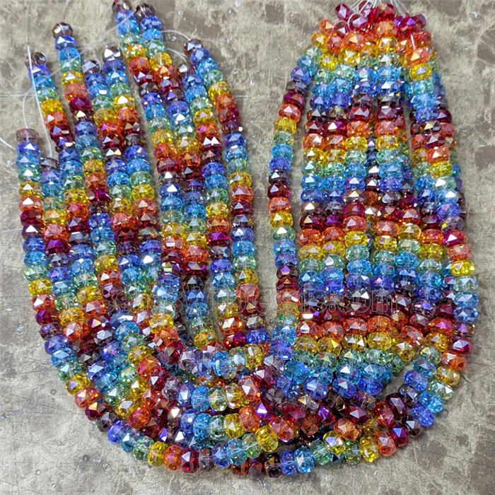 Crystal Glass Rondelle Beads Faceted Mixed Color