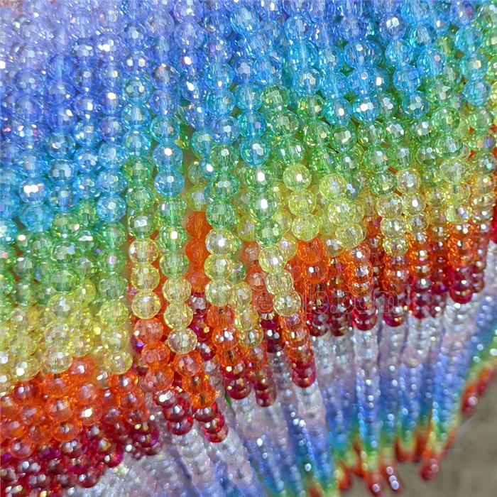 Crystal Glass Beads Faceted Round Mixed Color