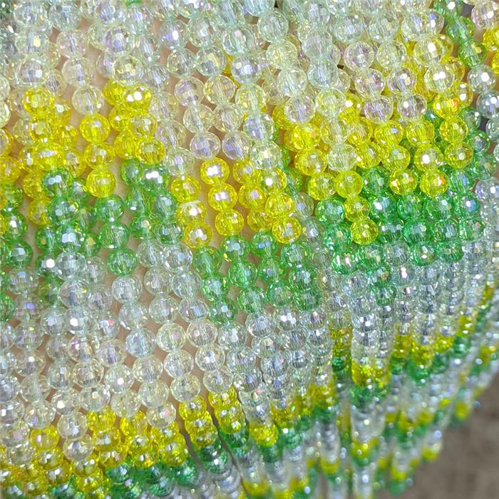 Crystal Glass Beads Faceted Round Mixed Color