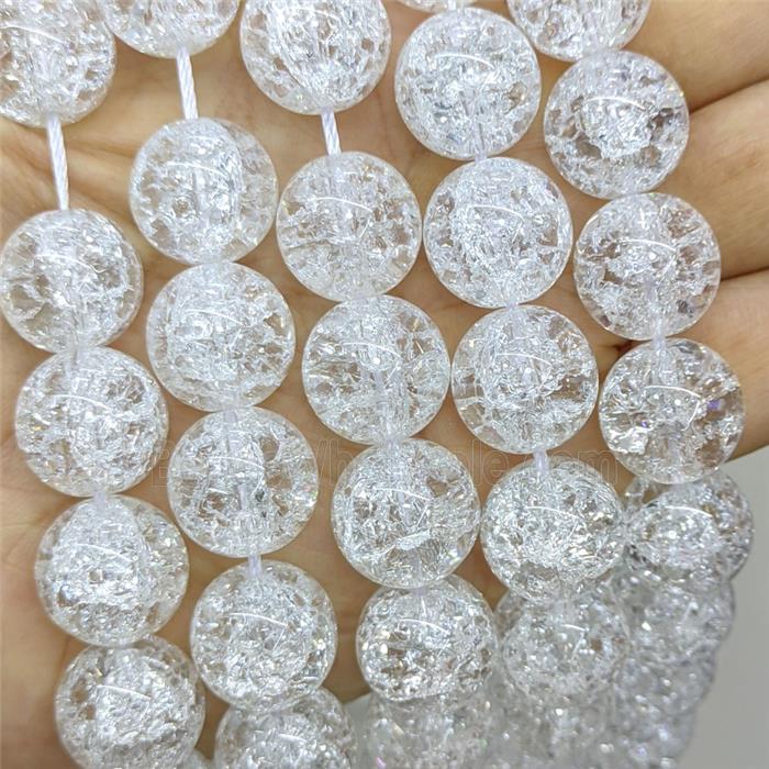 Clear Crackle Glass Round Beads Smooth