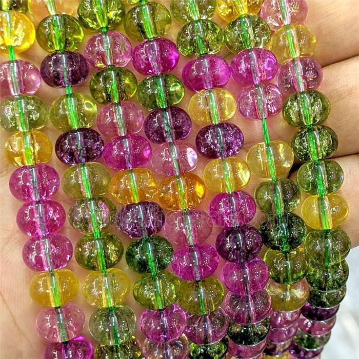 Crackle Glass Rondelle Beads Smooth Multicolor