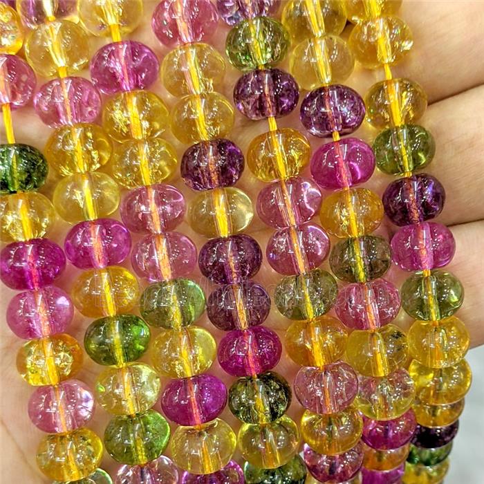 Crackle Glass Rondelle Beads Smooth Multicolor