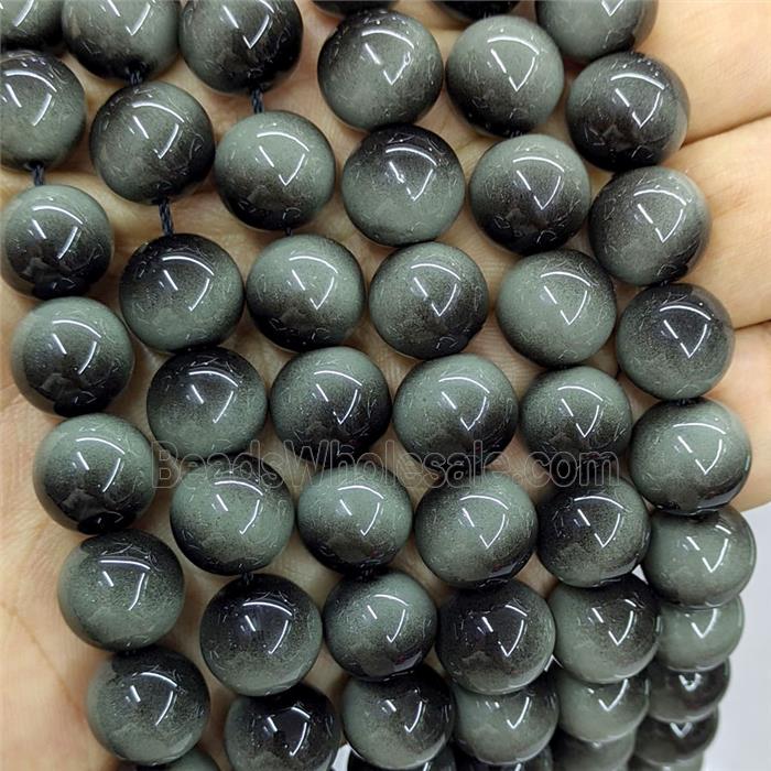 Tiger Eye Glass Beads Smooth Round Gray