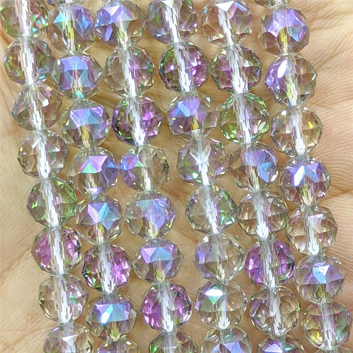 Lt.Fuchsia Crystal Glass Round Beads Cutted Electroplated