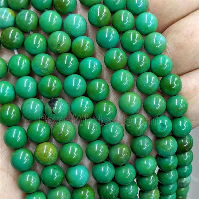 Green Sinkiang Turquoise Beads Smooth Round