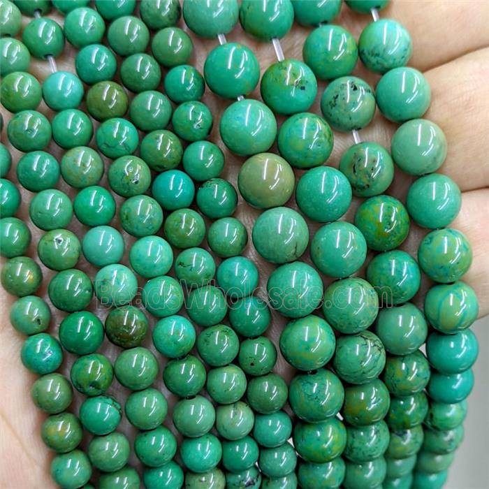 Green Sinkiang Turquoise Beads Smooth Round