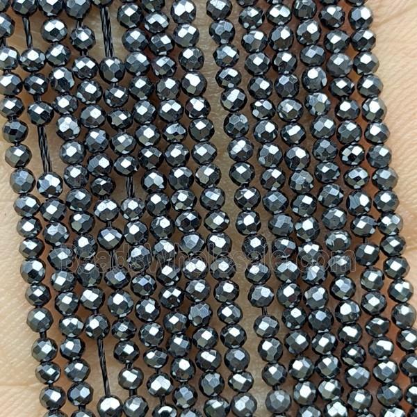 Black Hematite Beads Faceted Round