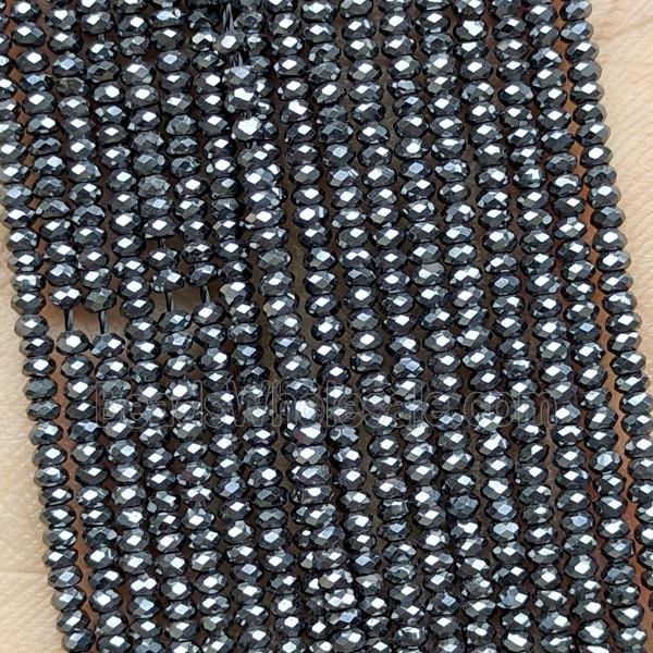 Black Hematite Beads Faceted Rondelle