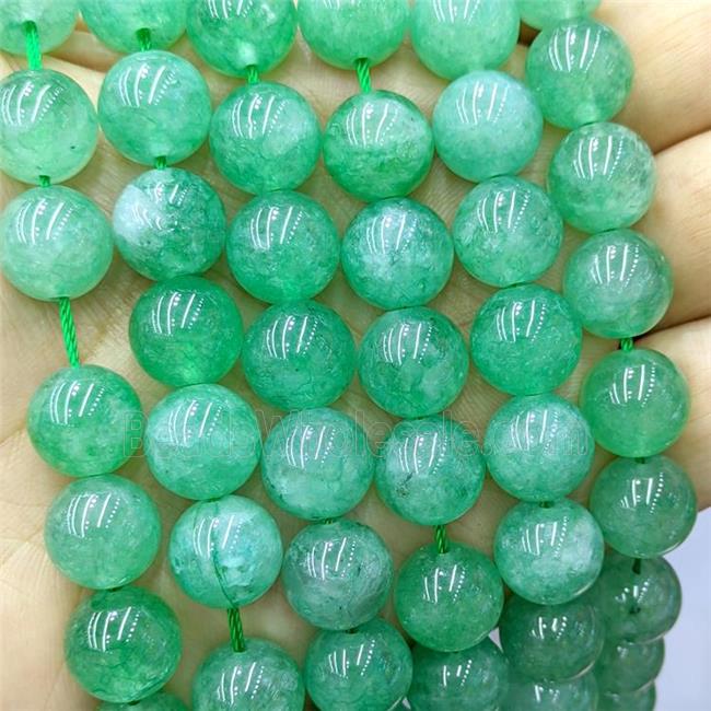 Sponge Jade Beads Green Dye Smooth Round
