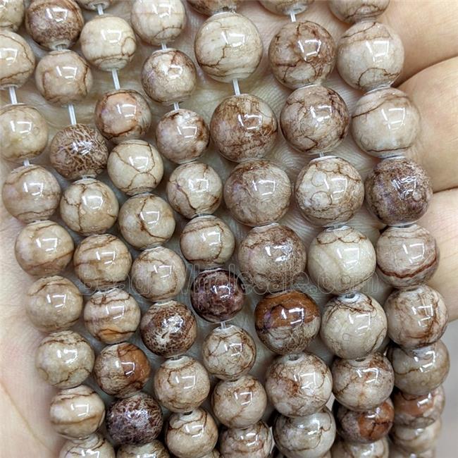 Coffee Botswana Jade Beads Dye Smooth Round