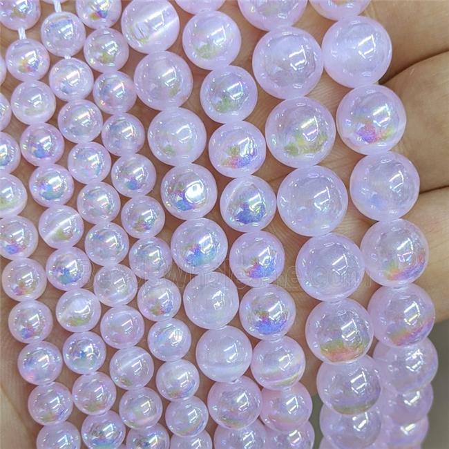 Naural Selenite Beads Electroplated Smooth Round